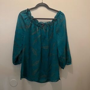 Chaps teal paisley bohemian blouse. Women’s size L